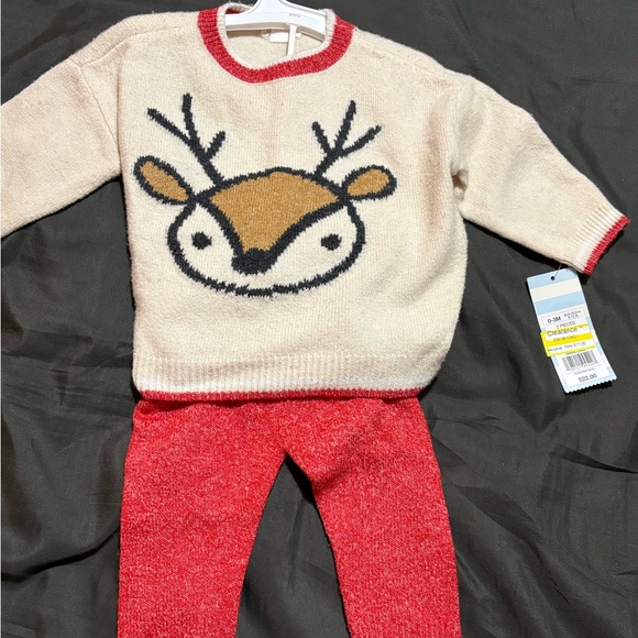 Cat & Jack Other - Cat & Jack Cream and Red Baby Sweater